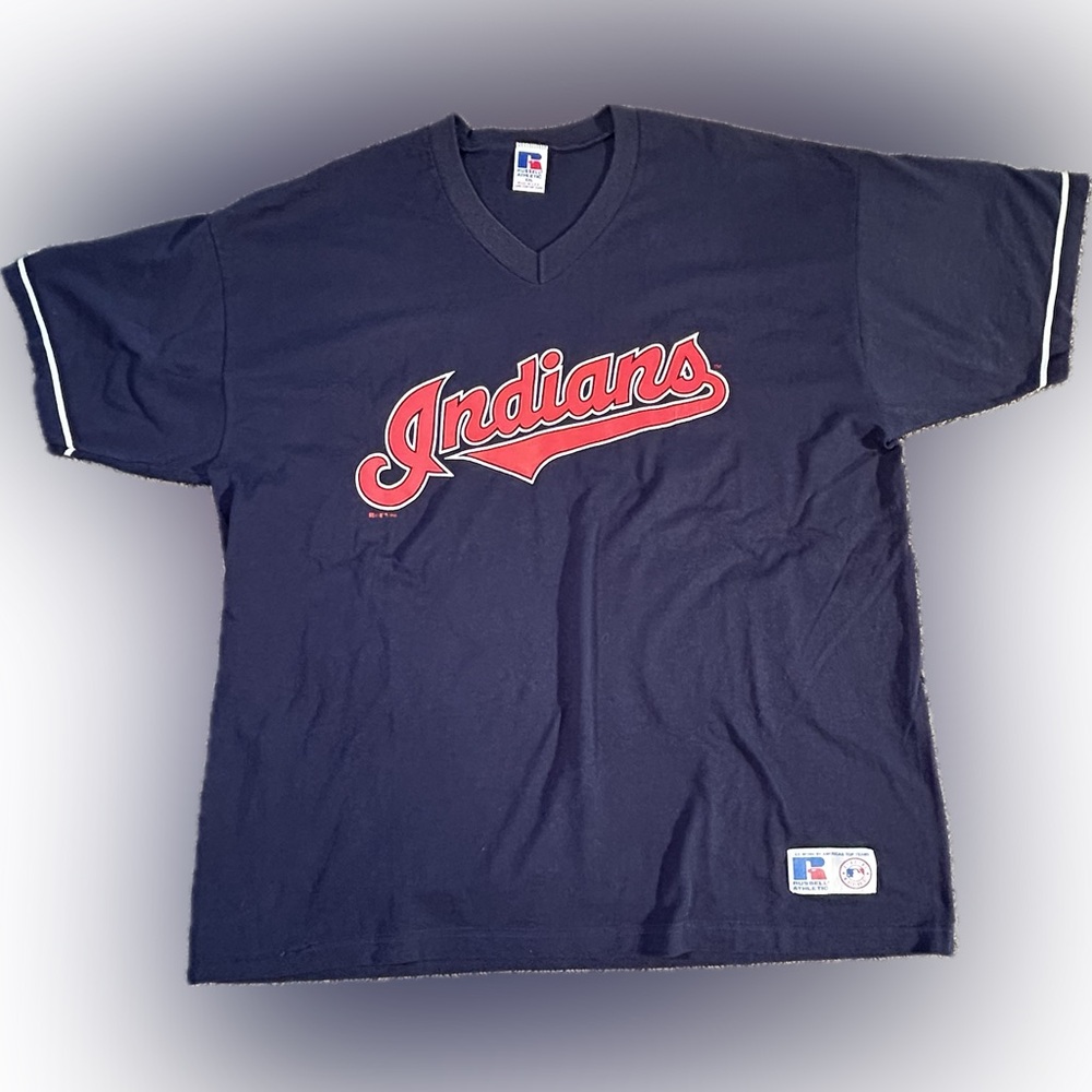 Vintage 90's INDIANS Russell Athletic‎ XXL T-Shirt USA BaseBall